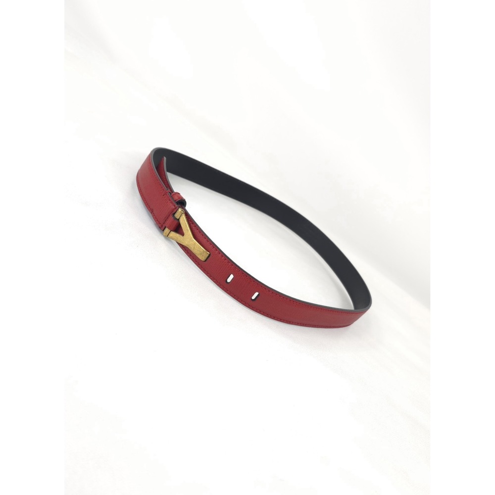 Yves Saint Laurent Red Patent Leather Easy Y Buckle Belt 37in / 94cm US 34-36